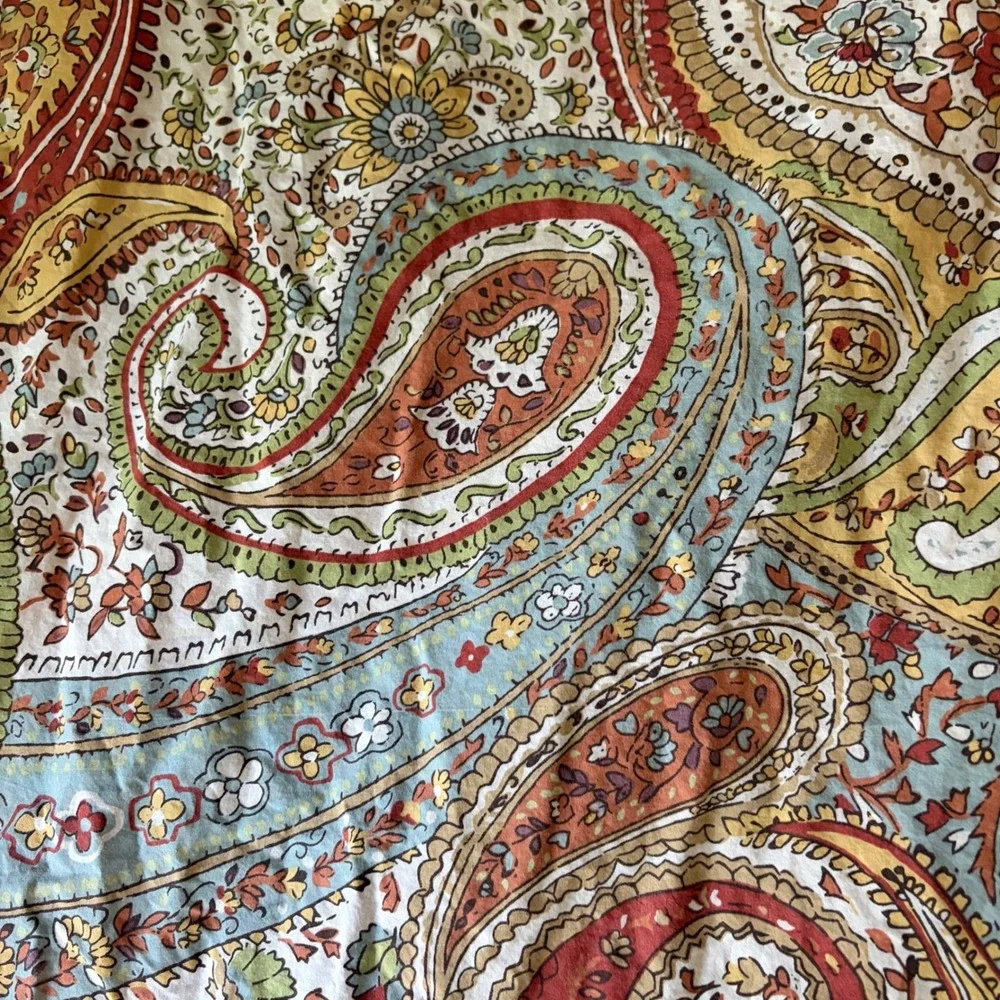 Pottery Barn King Duvet Cover Harper Caesarea Cotton Paisley Floral‎ Boho Earthy